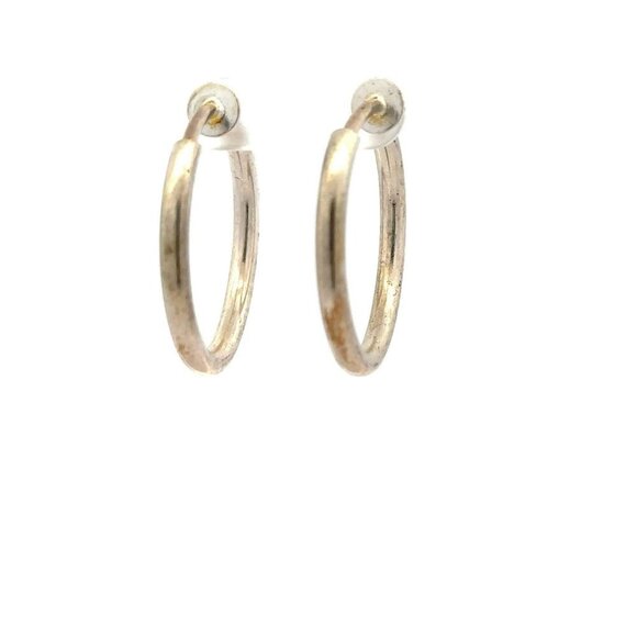 Estate Sterling Silver Smooth Finish 1 ½" Hoop Clip Back Non Pieced Earrings! 13 - Picture 3 of 5
